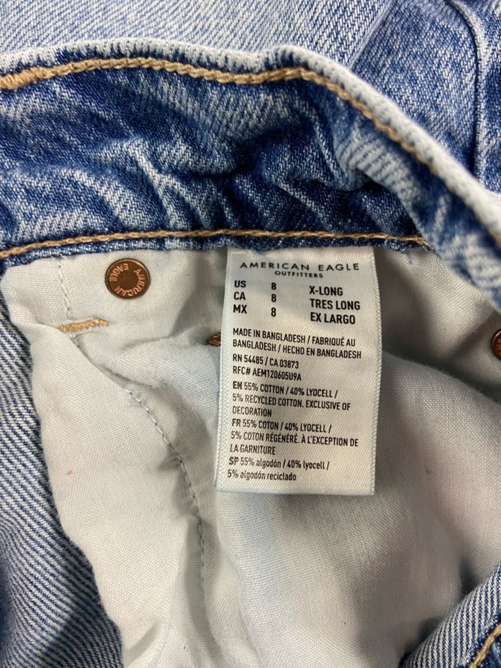 American Eagle Super High Rise Wide Leg Baggy Jeans Distressed 8 X-Long - Picture 12 of 14
